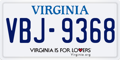 VA license plate VBJ9368