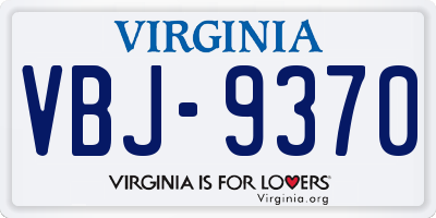 VA license plate VBJ9370