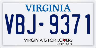 VA license plate VBJ9371