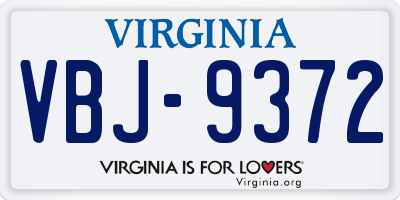 VA license plate VBJ9372