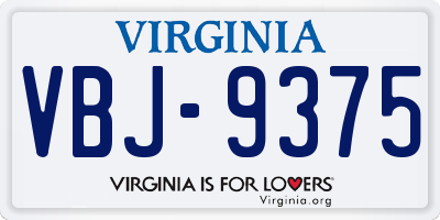 VA license plate VBJ9375