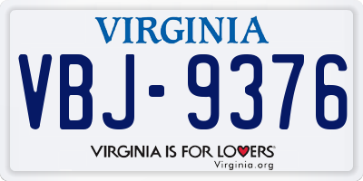 VA license plate VBJ9376