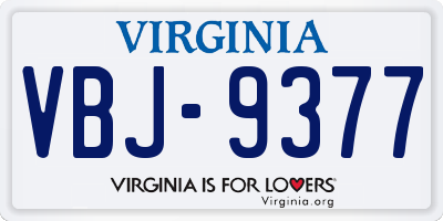 VA license plate VBJ9377