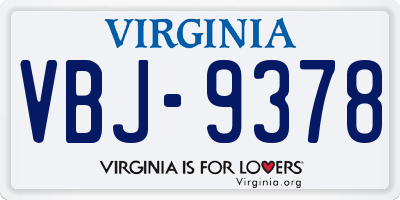VA license plate VBJ9378