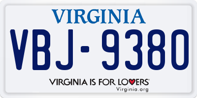 VA license plate VBJ9380