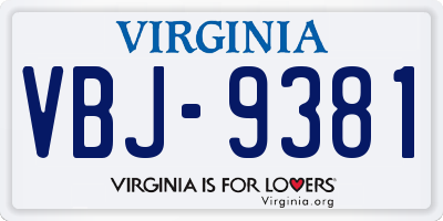 VA license plate VBJ9381
