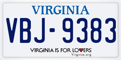 VA license plate VBJ9383