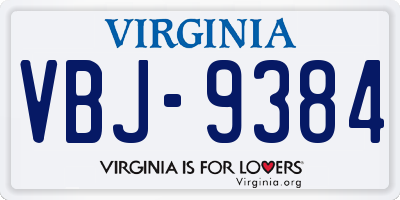 VA license plate VBJ9384