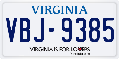 VA license plate VBJ9385