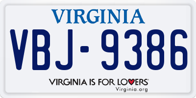 VA license plate VBJ9386