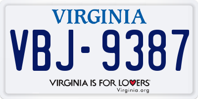 VA license plate VBJ9387