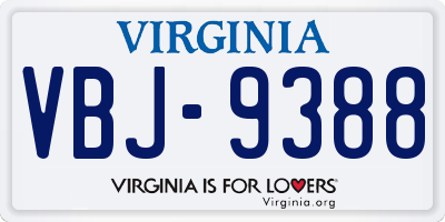 VA license plate VBJ9388