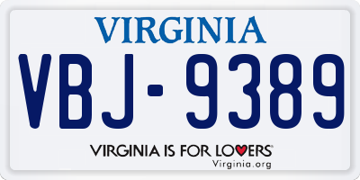 VA license plate VBJ9389