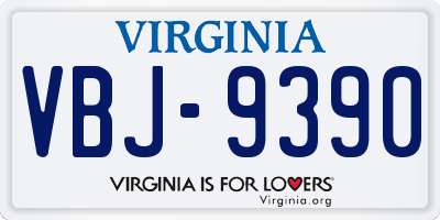 VA license plate VBJ9390