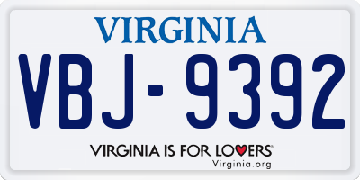 VA license plate VBJ9392