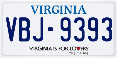 VA license plate VBJ9393