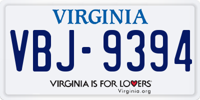 VA license plate VBJ9394