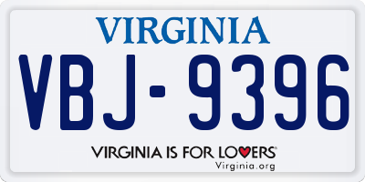 VA license plate VBJ9396