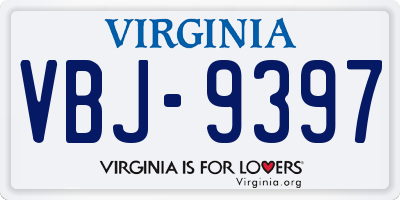 VA license plate VBJ9397