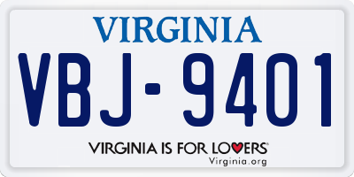 VA license plate VBJ9401