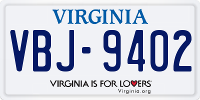 VA license plate VBJ9402