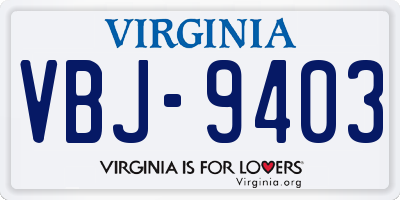 VA license plate VBJ9403