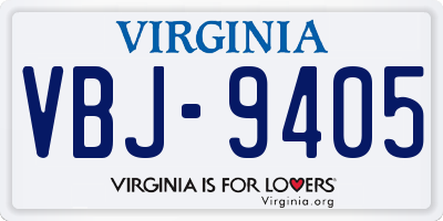 VA license plate VBJ9405