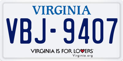 VA license plate VBJ9407