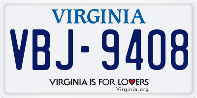 VA license plate VBJ9408
