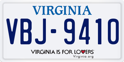 VA license plate VBJ9410