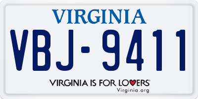 VA license plate VBJ9411