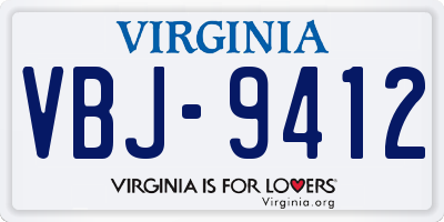 VA license plate VBJ9412