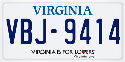 VA license plate VBJ9414
