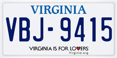 VA license plate VBJ9415