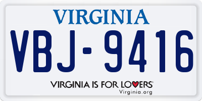 VA license plate VBJ9416