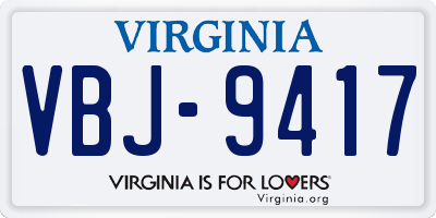 VA license plate VBJ9417