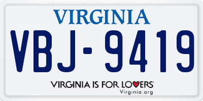 VA license plate VBJ9419