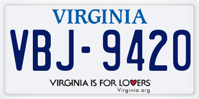 VA license plate VBJ9420