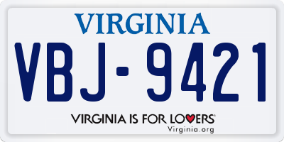 VA license plate VBJ9421
