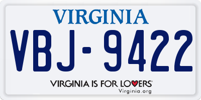 VA license plate VBJ9422