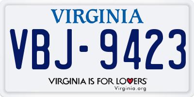 VA license plate VBJ9423