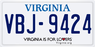 VA license plate VBJ9424
