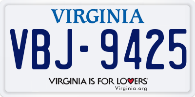VA license plate VBJ9425