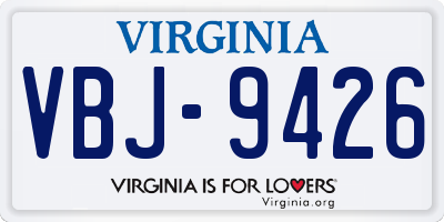 VA license plate VBJ9426