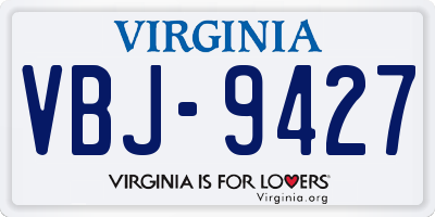 VA license plate VBJ9427