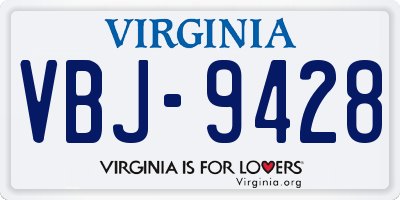 VA license plate VBJ9428