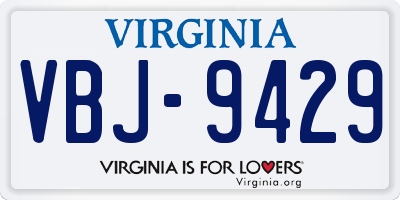 VA license plate VBJ9429