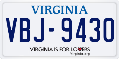VA license plate VBJ9430