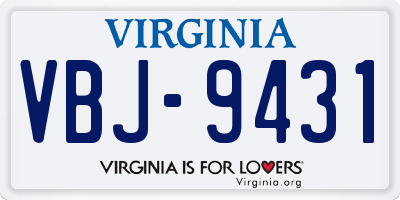 VA license plate VBJ9431