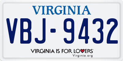 VA license plate VBJ9432